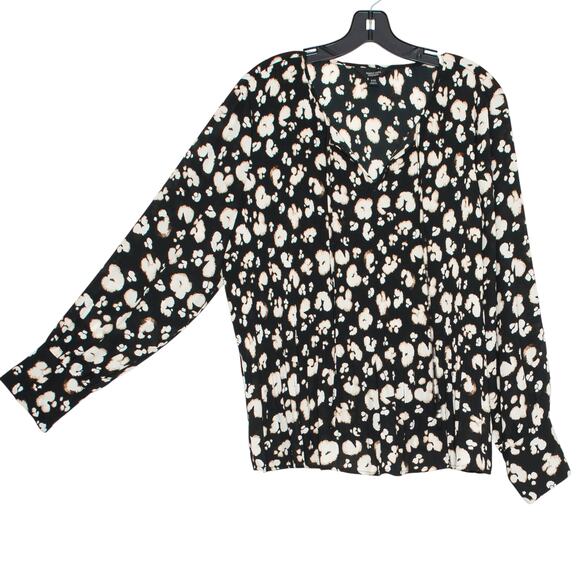 Simply Vera Wang Top Cottage Dark Floral Y2K Romantic Boho Pleated Black XXL - Picture 6 of 7